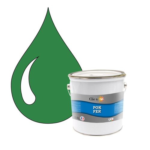 POK FER Vert : Peinture de Finition Antirouille Laque Semi-Brillante Métaux Ferreux - 2,5L - RAL 6024 - Vert SIgnalisation