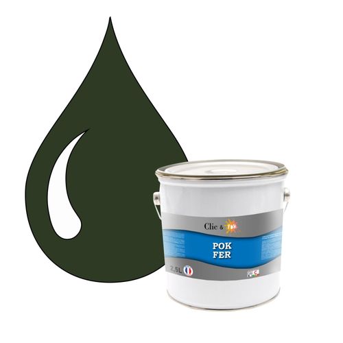 POK FER Vert : Peinture de Finition Antirouille Laque Semi-Brillante Métaux Ferreux - 2,5L - RAL 6020 - Vert Oxyde Chromique