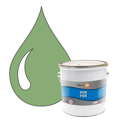 POK FER Vert : Peinture de Finition Antirouille Laque Semi-Brillante Métaux Ferreux - 2,5L - RAL 6021 - Vert Pâle