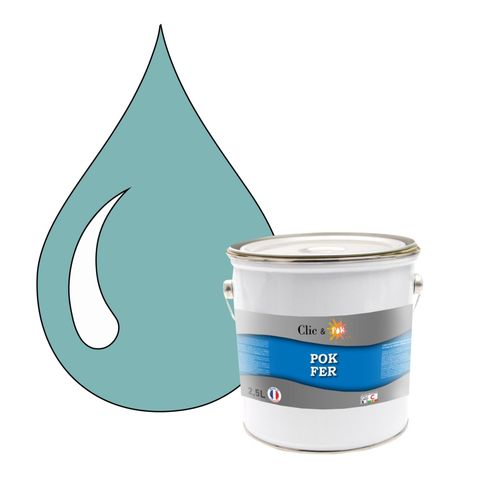 POK FER Vert : Peinture de Finition Antirouille Laque Semi-Brillante Métaux Ferreux - 2,5L - RAL 6034 - Turquoise Pastel