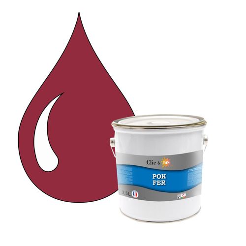 POK FER Violet : Peinture de Finition Antirouille Laque Semi-Brillante Métaux Ferreux - 2,5L - RAL 4002 - Violet Rouge