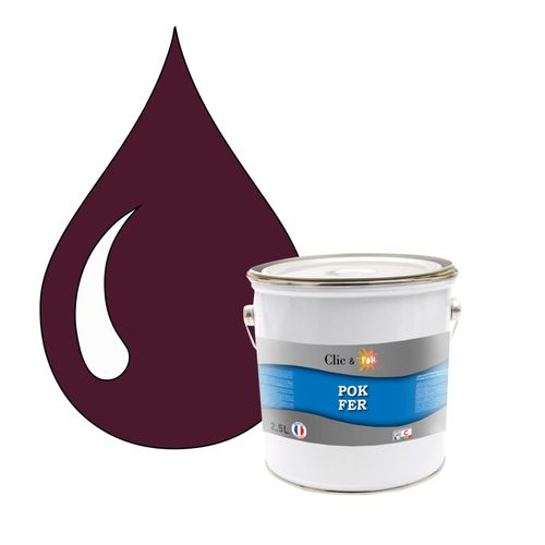 POK FER Violet : Peinture de Finition Antirouille Laque Semi-Brillante Métaux Ferreux - 2,5L - RAL 4007 - Violet Pourpre