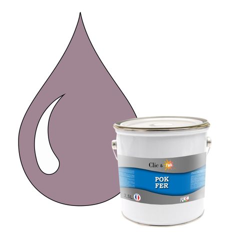 POK FER Violet : Peinture de Finition Antirouille Laque Semi-Brillante Métaux Ferreux - 2,5L - RAL 4009 - Violet Pastel