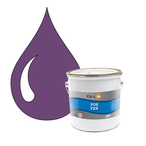 POK FER Violet : Peinture de Finition Antirouille Laque Semi-Brillante Métaux Ferreux - 2,5L - RAL 4005 - Lilas Bleu