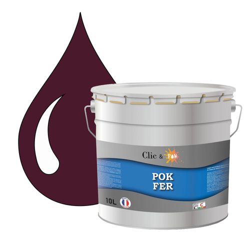 POK FER Violet : Peinture de Finition Antirouille Laque Semi-Brillante Métaux Ferreux - 10L - RAL 4007 - Violet Pourpre