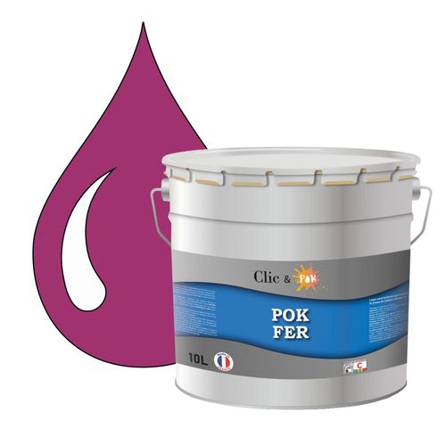 POK FER Violet : Peinture de Finition Antirouille Laque Semi-Brillante Métaux Ferreux - 10L - RAL 4006 - Pourpre Signalisation