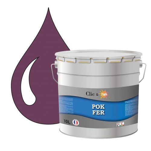 POK FER Violet : Peinture de Finition Antirouille Laque Semi-Brillante Métaux Ferreux - 10L - RAL 4001 - Lilas Rouge