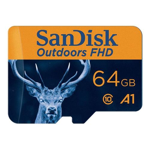 SanDisk Outdoors FHD - Carte mémoire flash (adaptateur microSDXC vers SD inclus(e)) - 64 Go - A1 / Video Class V10 - microSDXC UHS-I