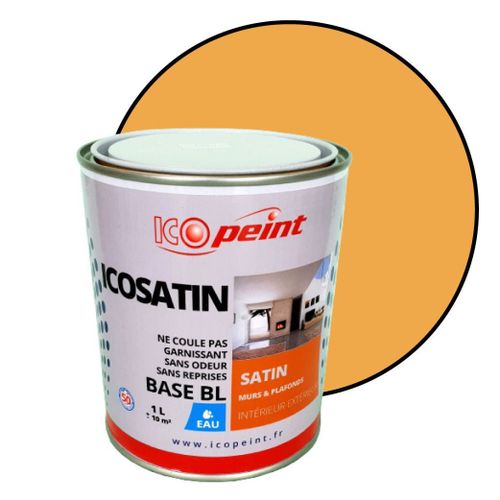 Peinture Acrylique Satin Lessivable 1L - ICOSATIN RAL 1034 Jaune pastel