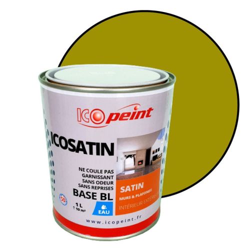 Peinture Acrylique Satin Lessivable 1L - ICOSATIN RAL 1027 Jaune curry