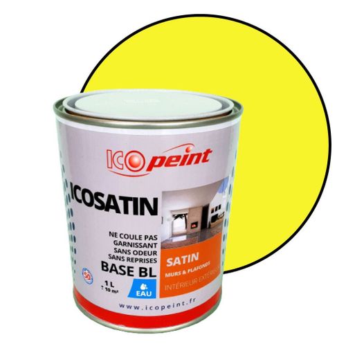 Peinture Acrylique Satin Lessivable 1L - ICOSATIN RAL 1018 Jaune zinc