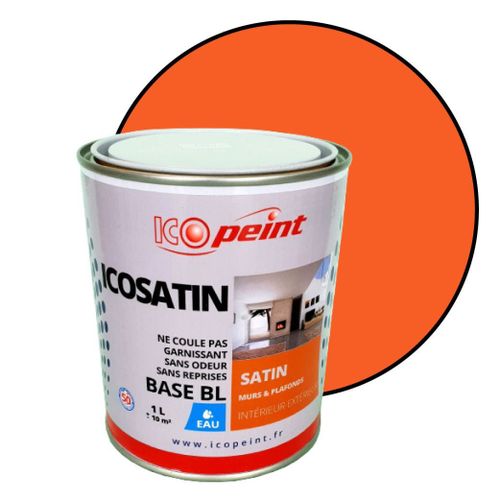 Peinture Acrylique Satin Lessivable 1L - ICOSATIN RAL 2008 Orangé rouge clair
