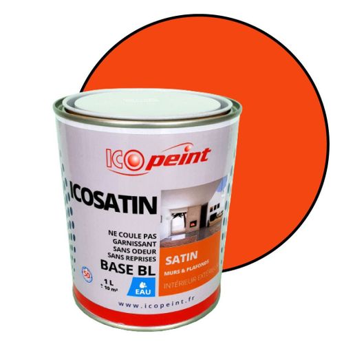 Peinture Acrylique Satin Lessivable 1L - ICOSATIN RAL 2004 Orangé pur