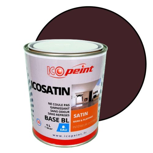 Peinture Acrylique Satin Lessivable 1L - ICOSATIN RAL 3007 Rouge noir