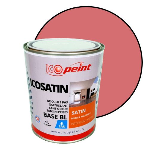 Peinture Acrylique Satin Lessivable 1L - ICOSATIN RAL 3014 Vieux rose