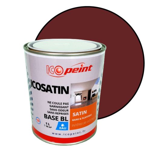 Peinture Acrylique Satin Lessivable 1L - ICOSATIN RAL 3009 Rouge oxyde