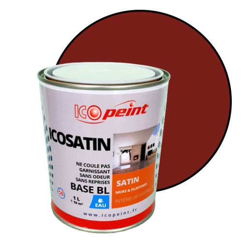 Peinture Acrylique Satin Lessivable 1L - ICOSATIN RAL 3011 Rouge brun