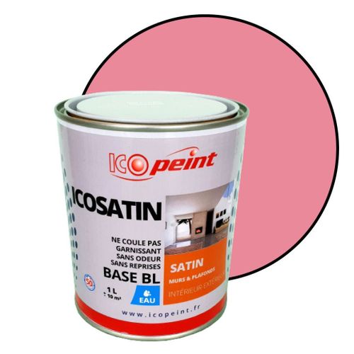 Peinture Acrylique Satin Lessivable 1L - ICOSATIN RAL 3015 Rose clair