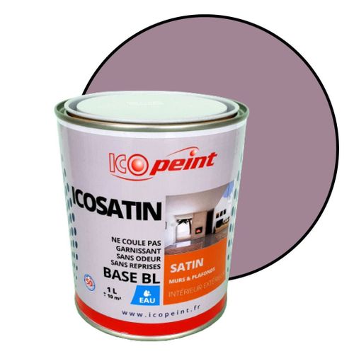 Peinture Acrylique Satin Lessivable 1L - ICOSATIN RAL 4009 Violet pastel