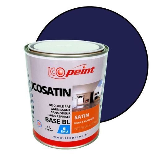Peinture Acrylique Satin Lessivable 1L - ICOSATIN RAL 5002 Bleu outremer