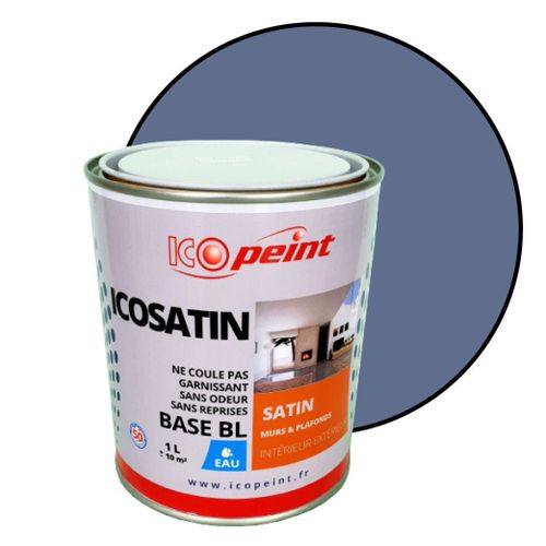 Peinture Acrylique Satin Lessivable 1L - ICOSATIN RAL 5014 Bleu pigeon