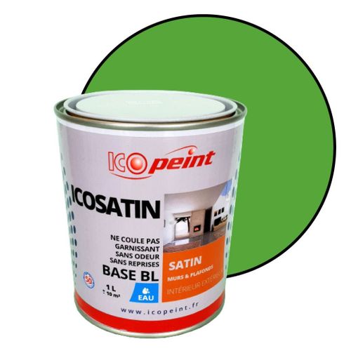 Peinture Acrylique Satin Lessivable 1L - ICOSATIN RAL 6018 Vert jaune