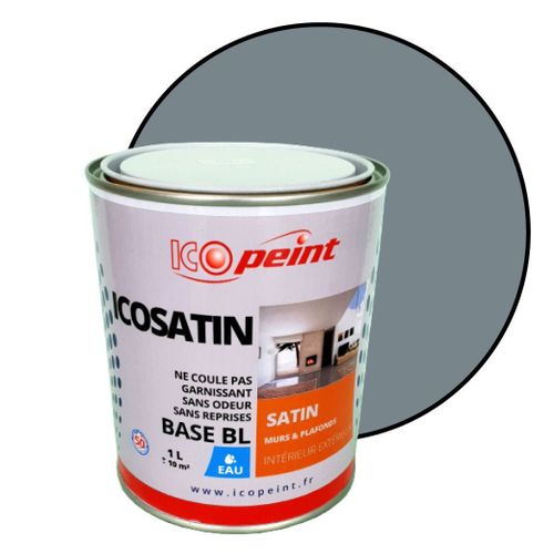 Peinture Acrylique Satin Lessivable 1L - ICOSATIN RAL 7000 Gris petit-gris