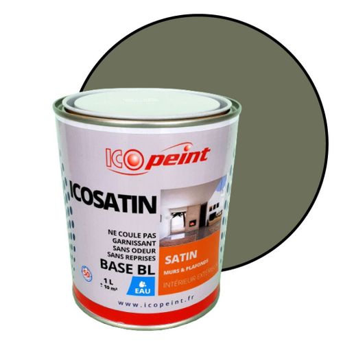 Peinture Acrylique Satin Lessivable 1L - ICOSATIN RAL 7003 Gris mousse