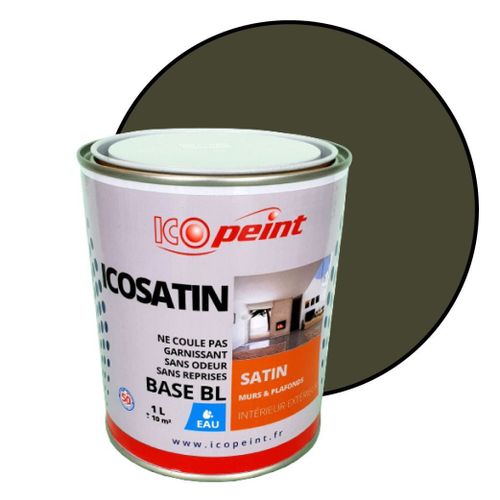 Peinture Acrylique Satin Lessivable 1L - ICOSATIN RAL 7013 Gris brun