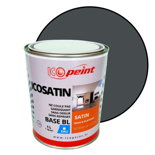 Peinture Acrylique Satin Lessivable 1L - ICOSATIN RAL 7031 Gris bleu