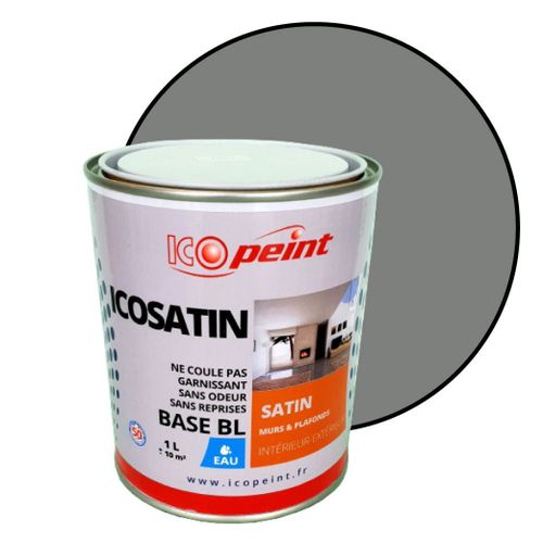 Peinture Acrylique Satin Lessivable 1L - ICOSATIN RAL 7037 Gris poussière