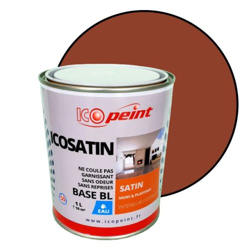 Peinture Acrylique Satin Lessivable 1L - ICOSATIN RAL 8004 Brun cuivré