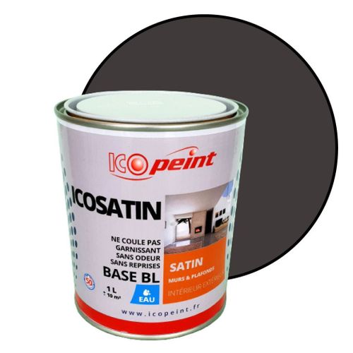 Peinture Acrylique Satin Lessivable 1L - ICOSATIN RAL 8019 Brun gris