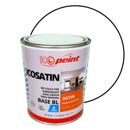 Peinture Acrylique Satin Lessivable 1L - ICOSATIN RAL 9010 Blanc pur