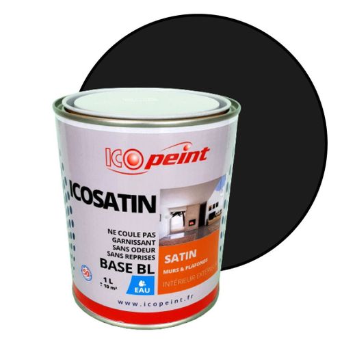 Peinture Acrylique Satin Lessivable 1L - ICOSATIN RAL 9011 Noir graphite