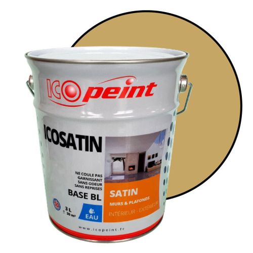 Peinture Acrylique Satin Lessivable 3L - ICOSATIN RAL 1002 Jaune sable
