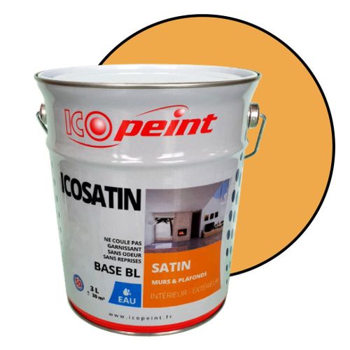 Peinture Acrylique Satin Lessivable 3L - ICOSATIN RAL 1034 Jaune pastel