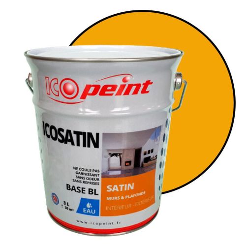 Peinture Acrylique Satin Lessivable 3L - ICOSATIN RAL 1033 Jaune dahlia