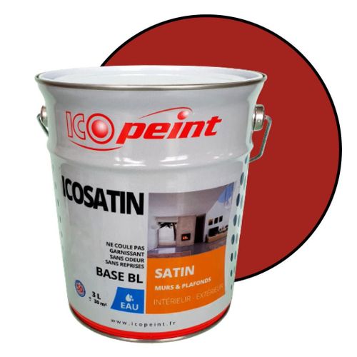 Peinture Acrylique Satin Lessivable 3L - ICOSATIN RAL 3002 Rouge carmin