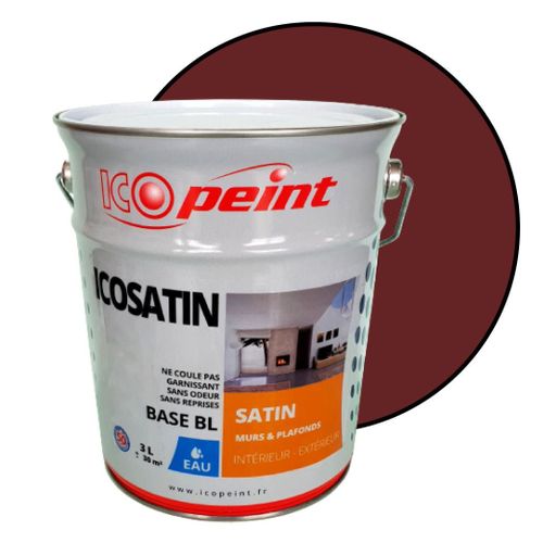 Peinture Acrylique Satin Lessivable 3L - ICOSATIN RAL 3009 Rouge oxyde