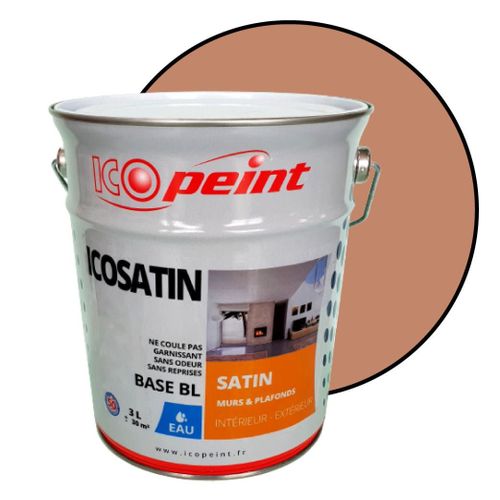 Peinture Acrylique Satin Lessivable 3L - ICOSATIN RAL 3012 Rouge beige