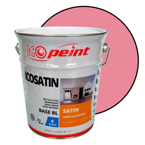 Peinture Acrylique Satin Lessivable 3L - ICOSATIN RAL 3015 Rose clair