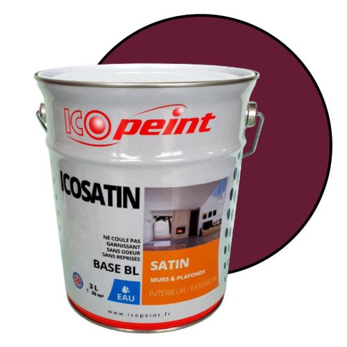 Peinture Acrylique Satin Lessivable 3L - ICOSATIN RAL 4004 Violet bordeaux