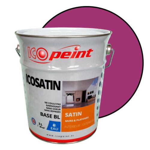 Peinture Acrylique Satin Lessivable 3L - ICOSATIN RAL 4006 Pourpre signalisation