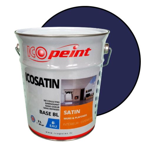 Peinture Acrylique Satin Lessivable 3L - ICOSATIN RAL 5022 Bleu nocturne
