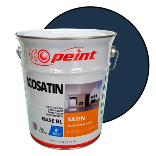 Peinture Acrylique Satin Lessivable 3L - ICOSATIN RAL 5020 Bleu océan