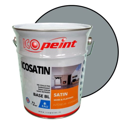Peinture Acrylique Satin Lessivable 3L - ICOSATIN RAL 7001 Gris argent