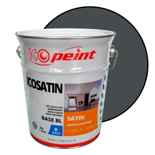 Peinture Acrylique Satin Lessivable 3L - ICOSATIN RAL 7031 Gris bleu