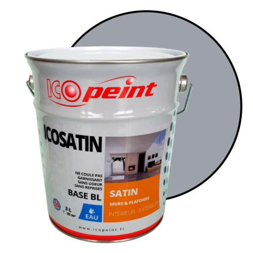 Peinture Acrylique Satin Lessivable 3L - ICOSATIN RAL 7040 Gris fenêtre