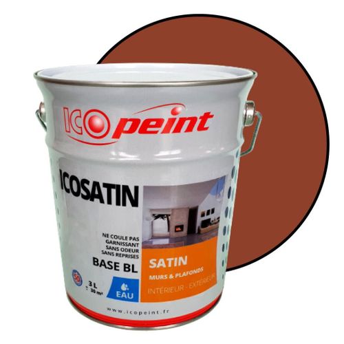 Peinture Acrylique Satin Lessivable 3L - ICOSATIN RAL 8004 Brun cuivré